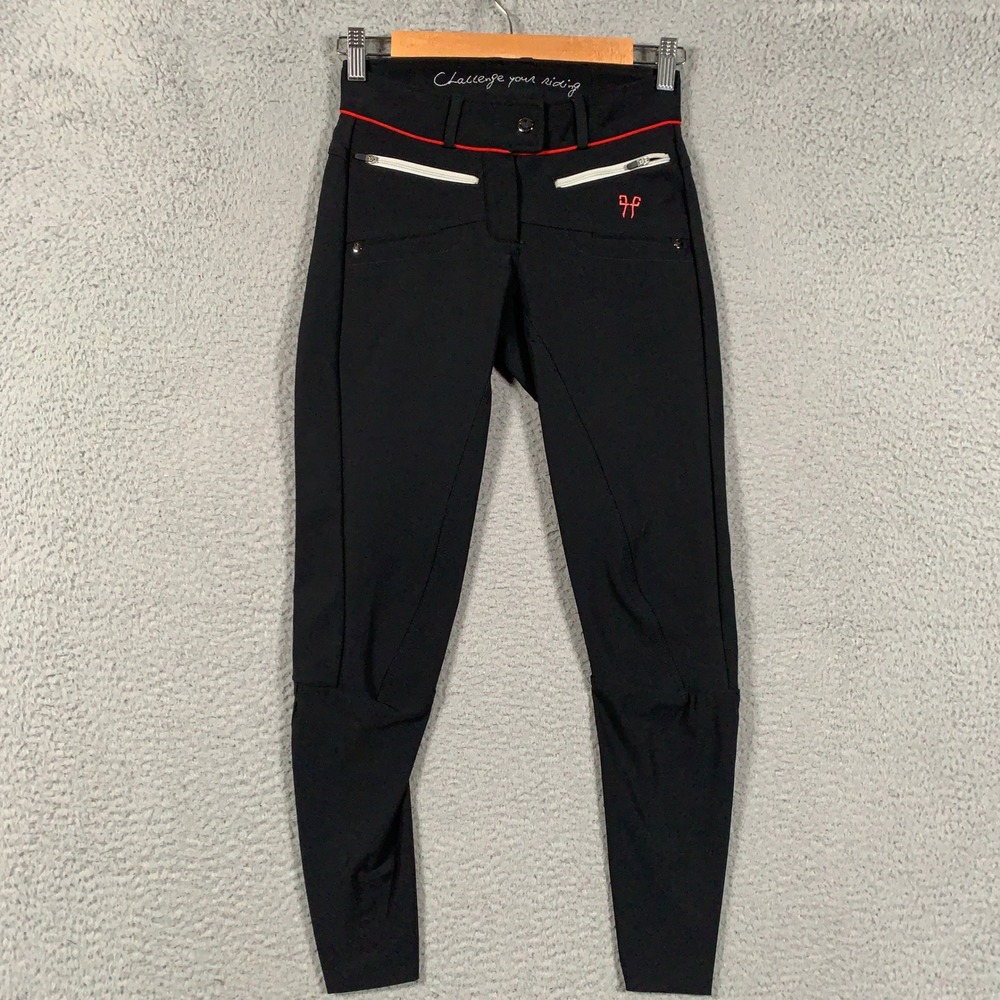 Horse Pilot X-Balance Breeches Women's XS Black Red Equestrian Riding Pants Slim